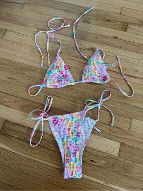 Shein 2-Piece Multi-Color Flowers String Bikini Set